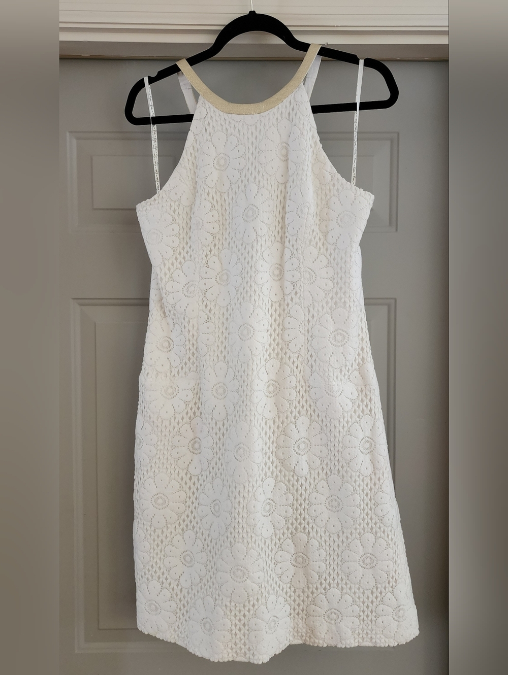 Ivory Floral Lace Halter Midi Dress